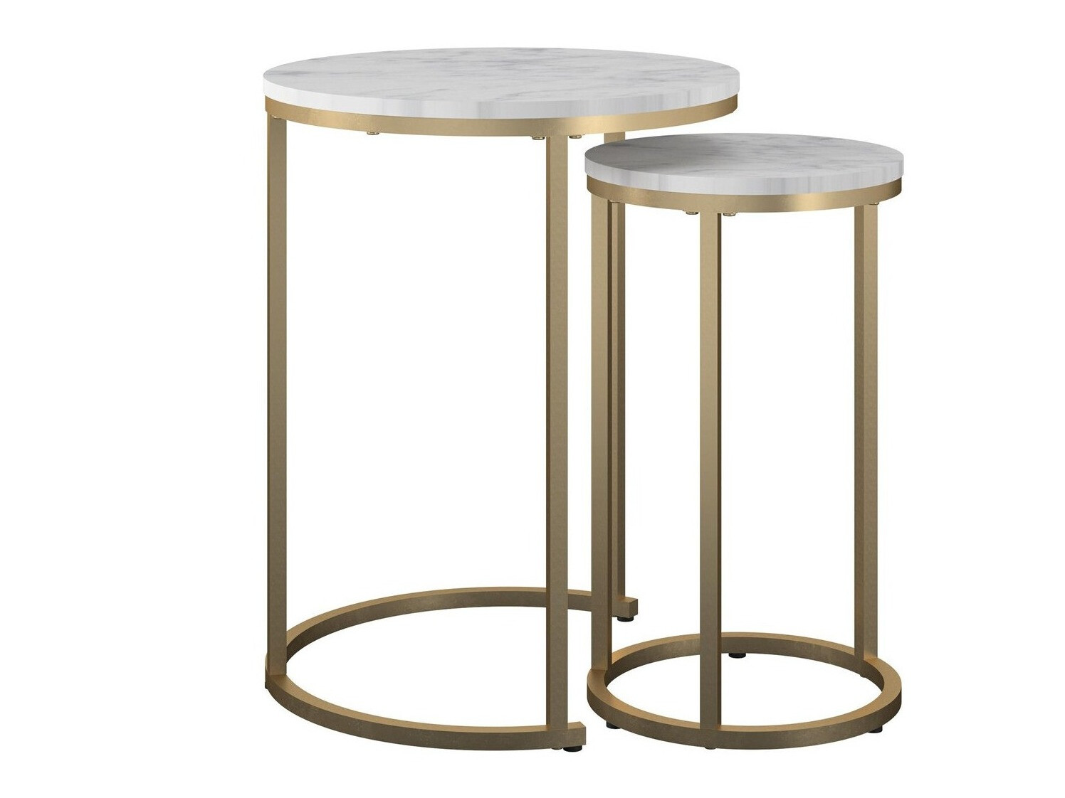 Conjunto de mesas de apoio Tulsa 705 (Marmore branco + Dourado)