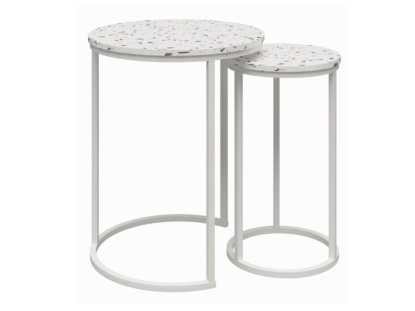 Conjunto de mesas de apoio Tulsa 705 (Terazzo + Branco)