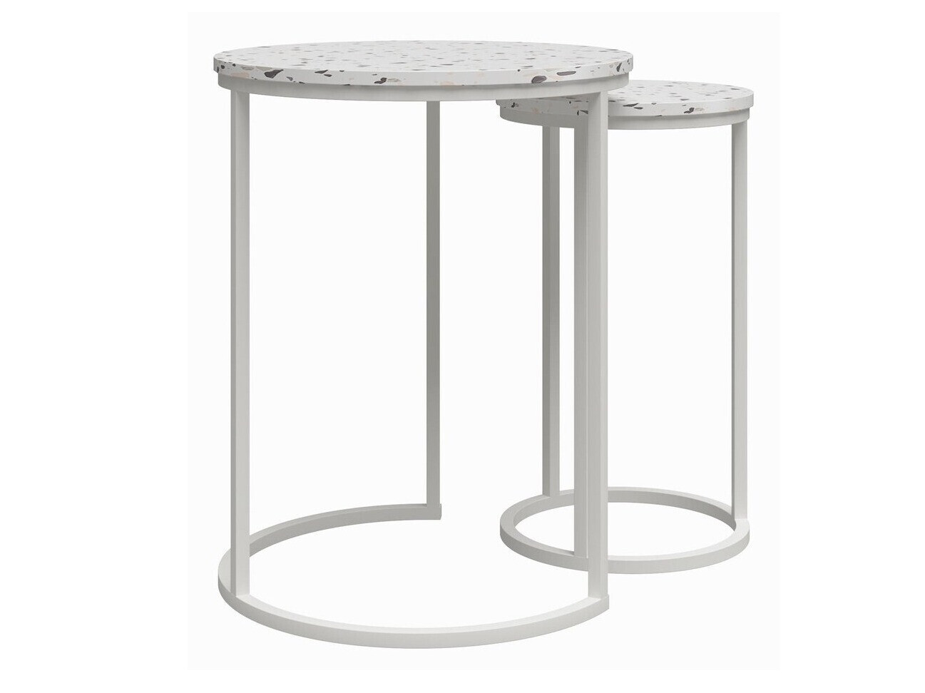 Conjunto de mesas de apoio Tulsa 705 (Terazzo + Branco)