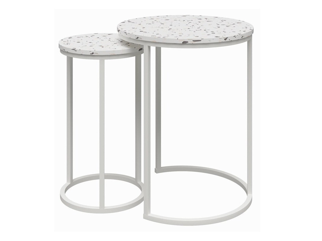 Conjunto de mesas de apoio Tulsa 705 (Terazzo + Branco)
