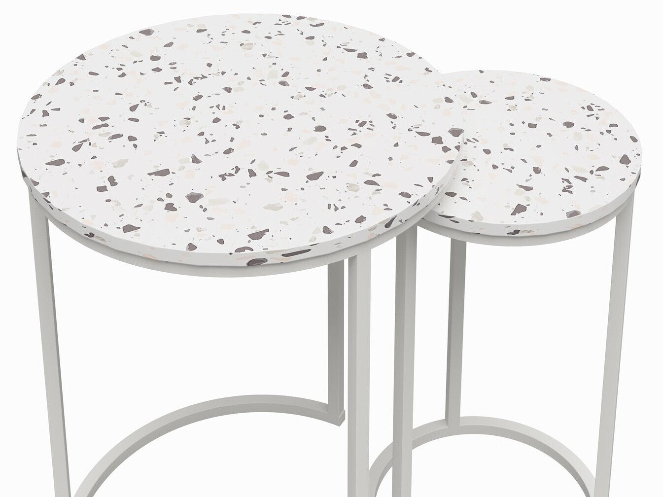 Conjunto de mesas de apoio Tulsa 705 (Terazzo + Branco)