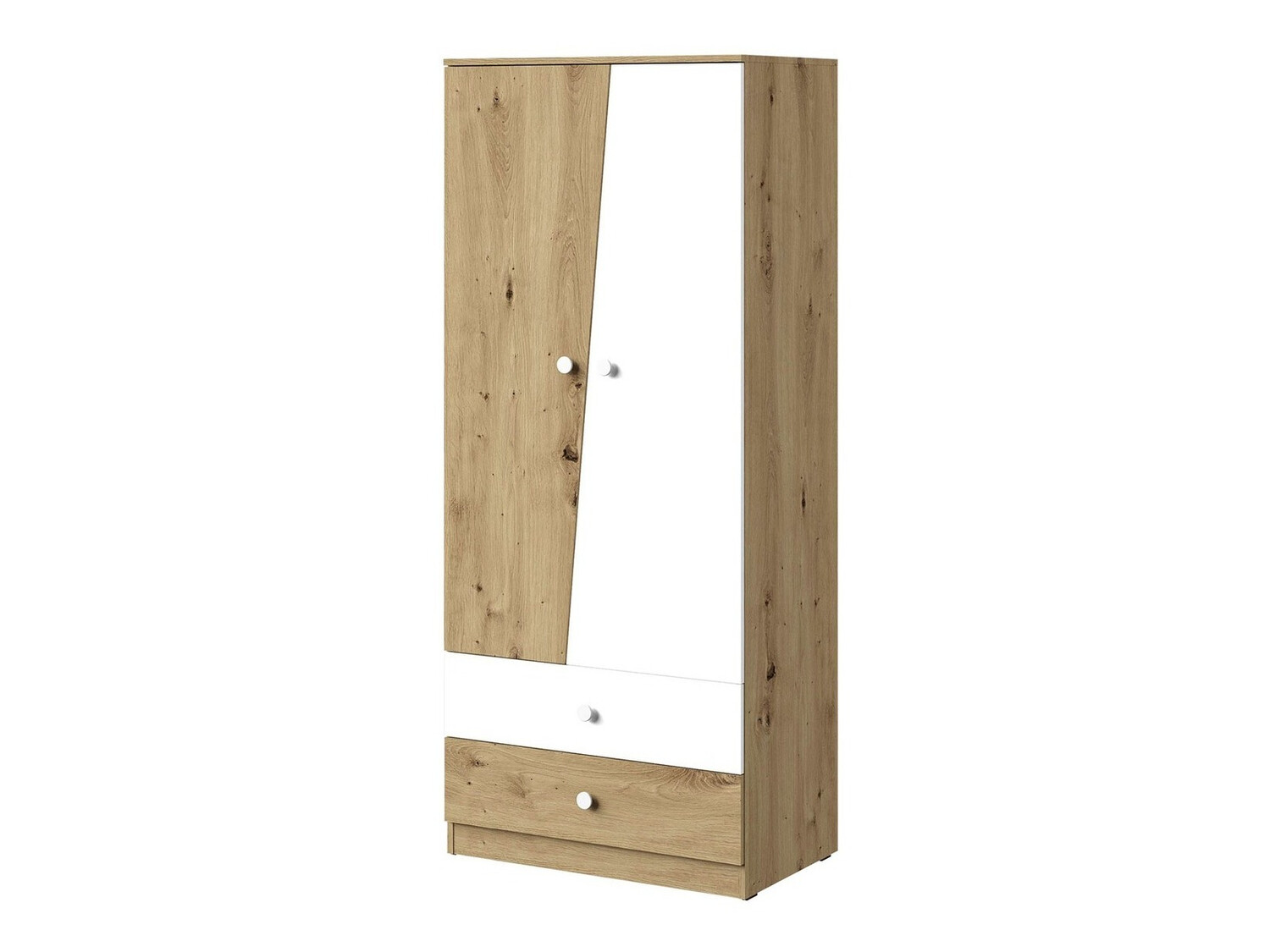 Roupeiro Almira 100 (Carvalho Artisan + Branco)