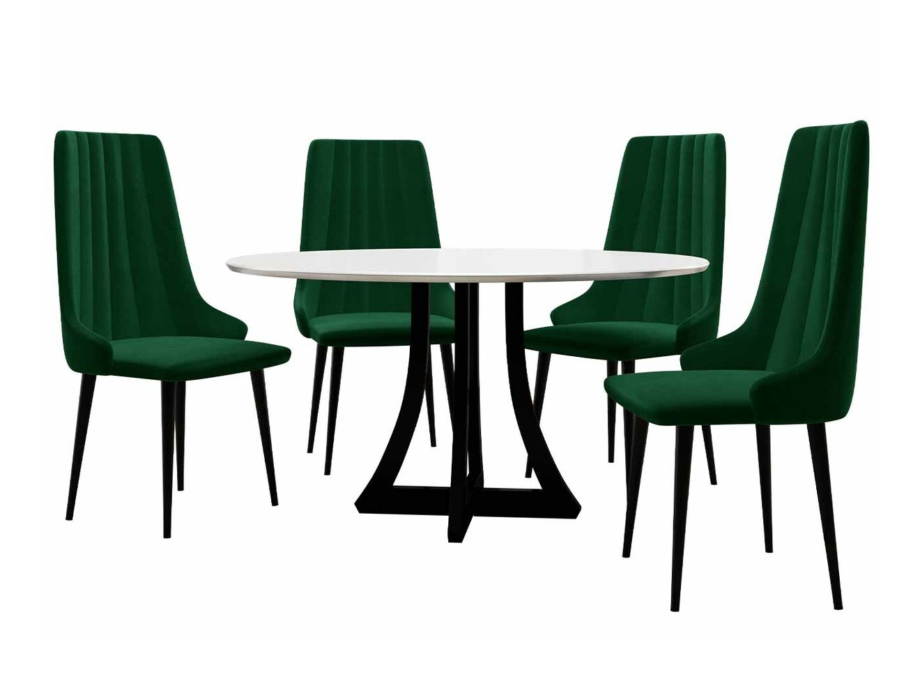 Conjunto para refeições Racine 126 (Preto brilhante + Branco brilhante)
