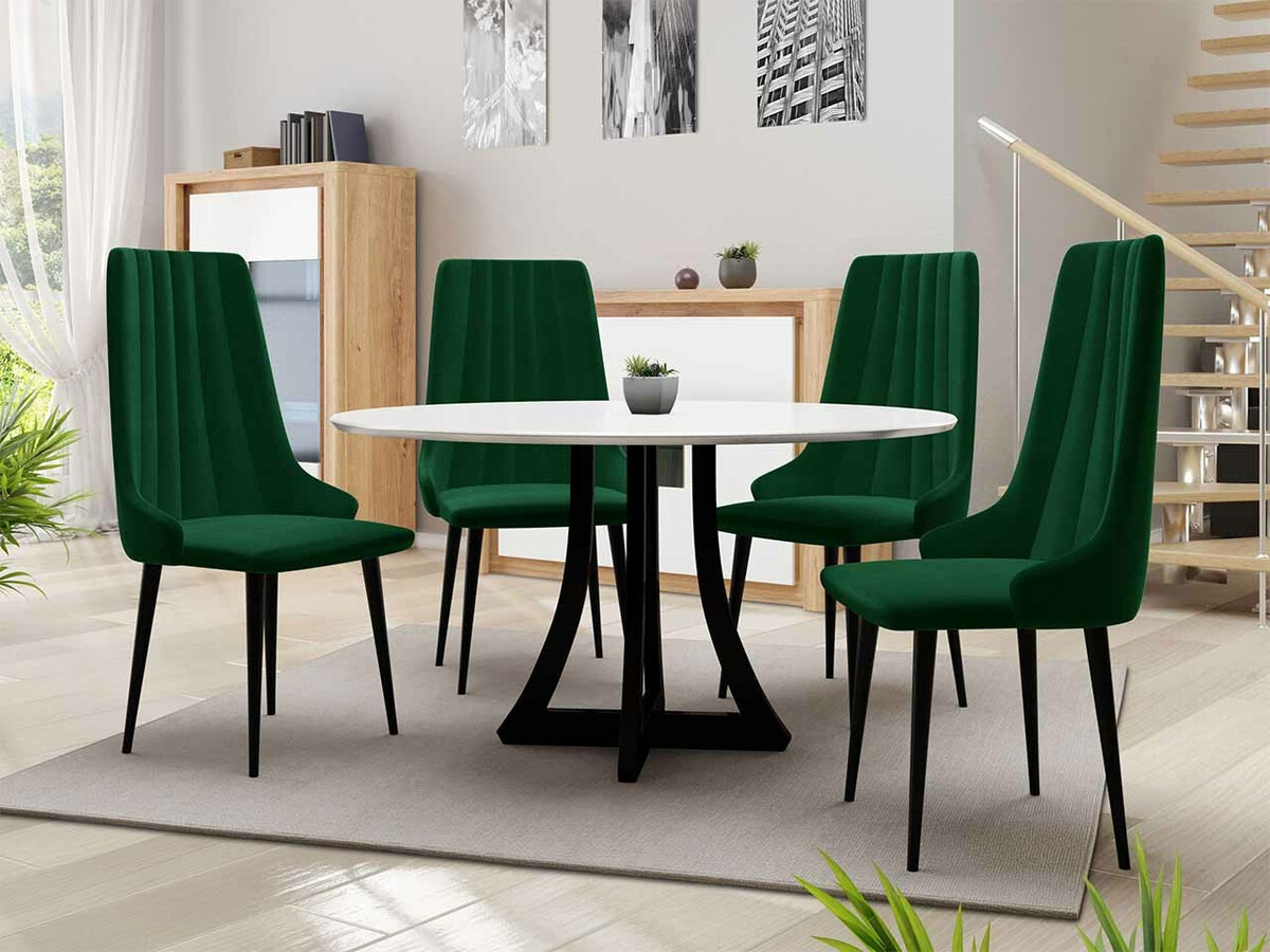 Conjunto para refeições Racine 126 (Preto brilhante + Branco brilhante)
