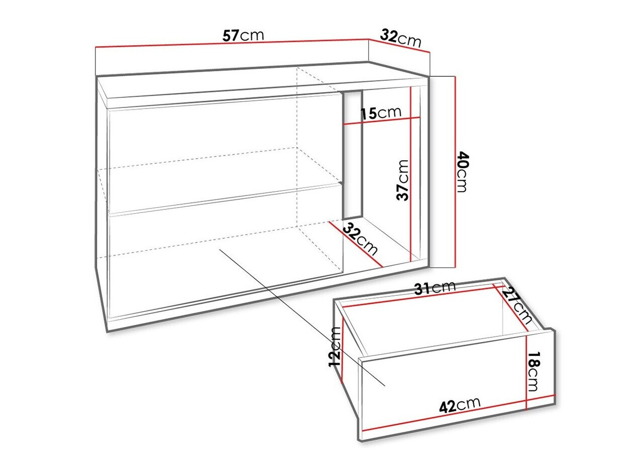 Mesa de cabeceira Utica 104 (Preto + Preto brilhante)