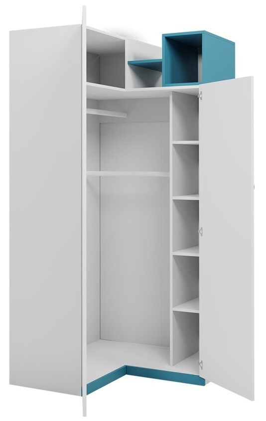 Roupeiro de canto Omaha E100 (Branco + Amarelo)