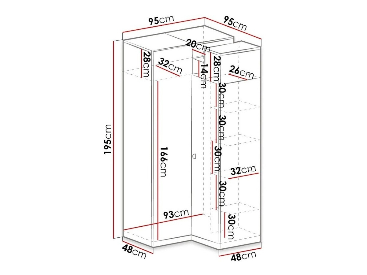 Roupeiro de canto Omaha E100 (Branco + Amarelo)