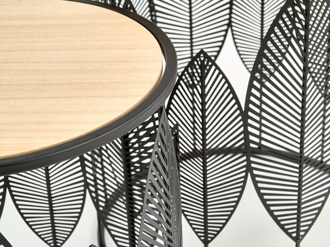 Conjunto de mesas de apoio Houston 974 (Preto + Madeira clara)