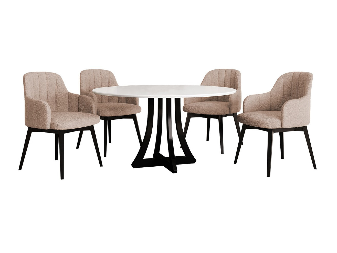 Conjunto para refeições Racine 128 (Branco brilhante + Preto brilhante)