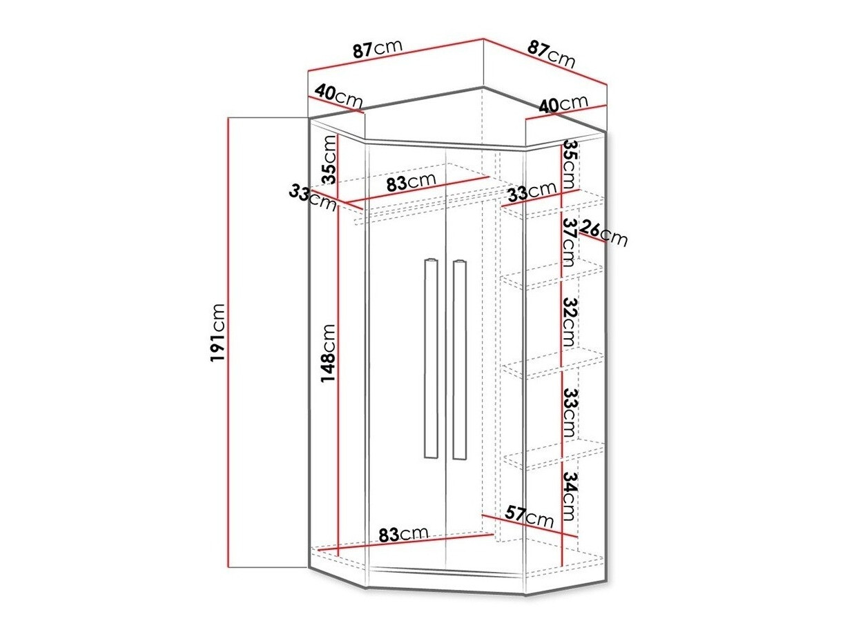 Roupeiro de canto Akron H103 (Antracite + Branco + Cinzento)