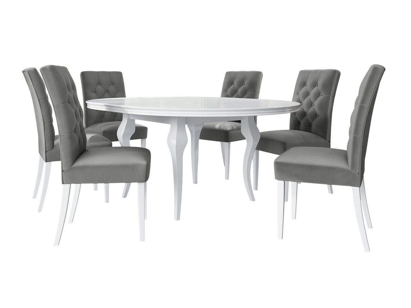 Conjunto para refeições Racine 129 (Branco brilhante + Magic Velvet 2217)