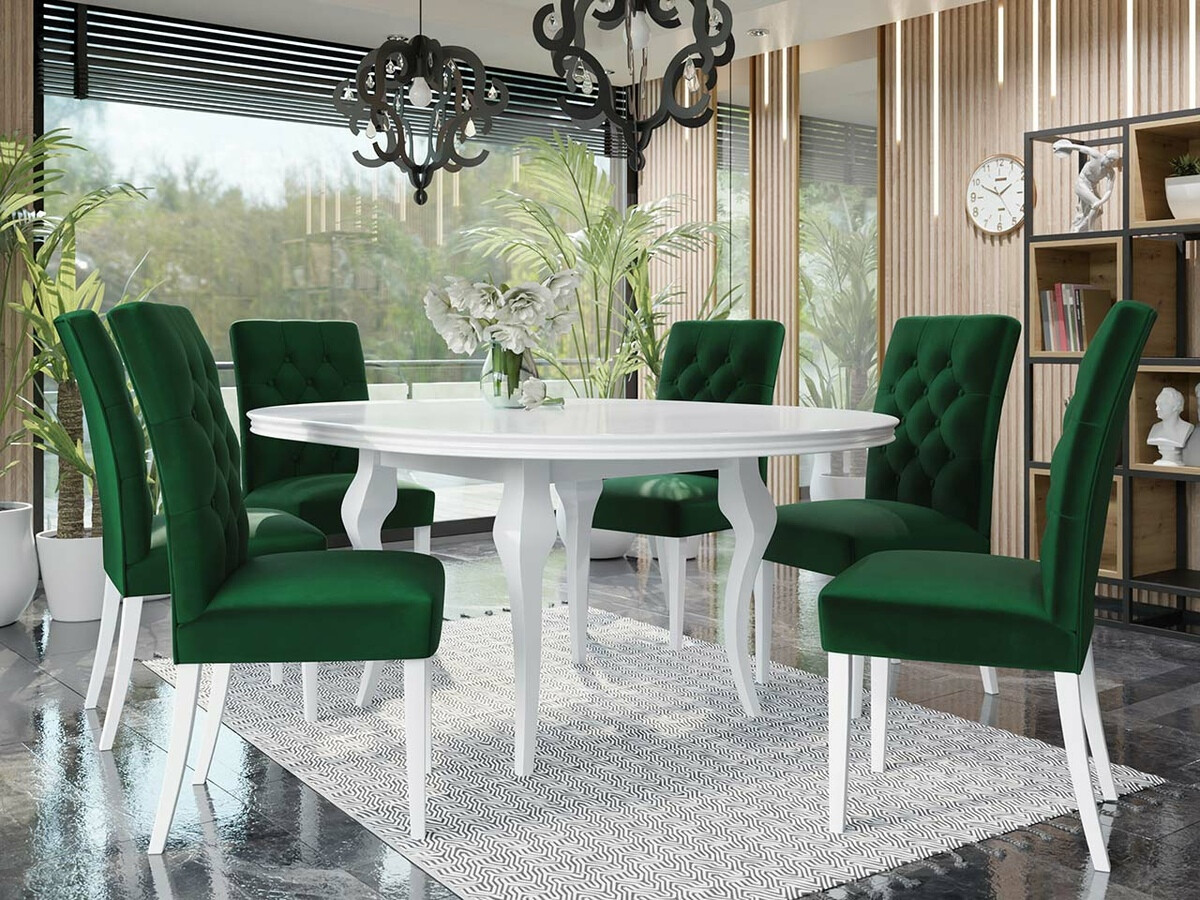 Conjunto para refeições Racine 129 (Branco brilhante + Magic Velvet 2225)