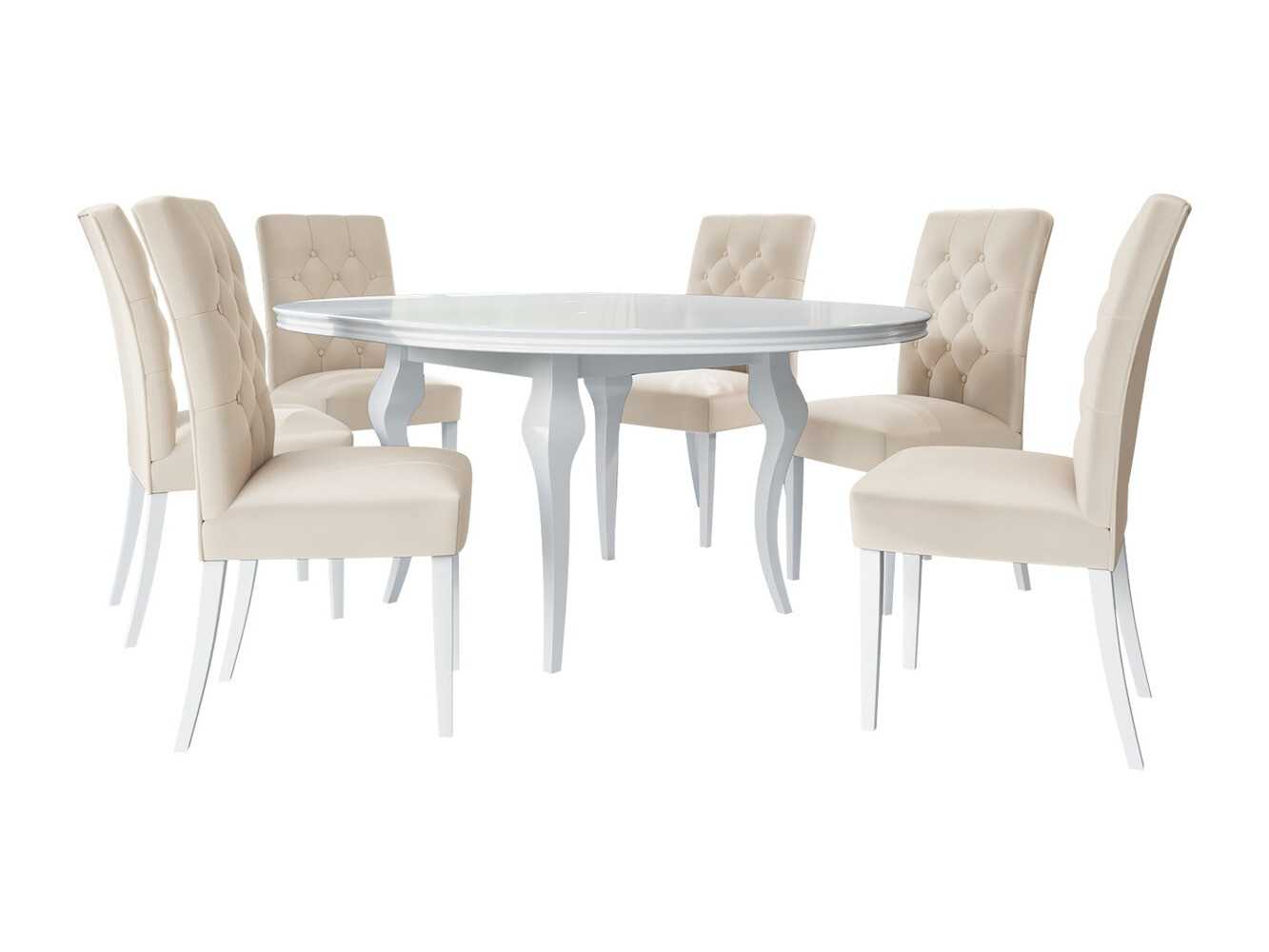 Conjunto para refeições Racine 129 (Branco brilhante + Magic Velvet 2250)