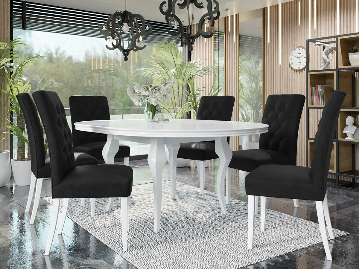Conjunto para refeições Racine 138 (Branco brilhante + Magic Velvet 2219)