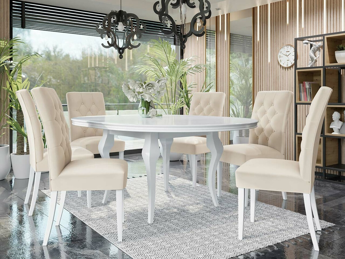 Conjunto para refeições Racine 138 (Branco brilhante + Magic Velvet 2250)