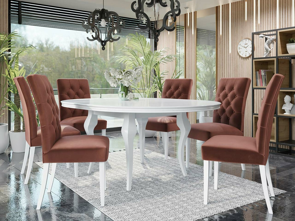 Conjunto para refeições Racine 138 (Branco brilhante + Magic Velvet 2258)