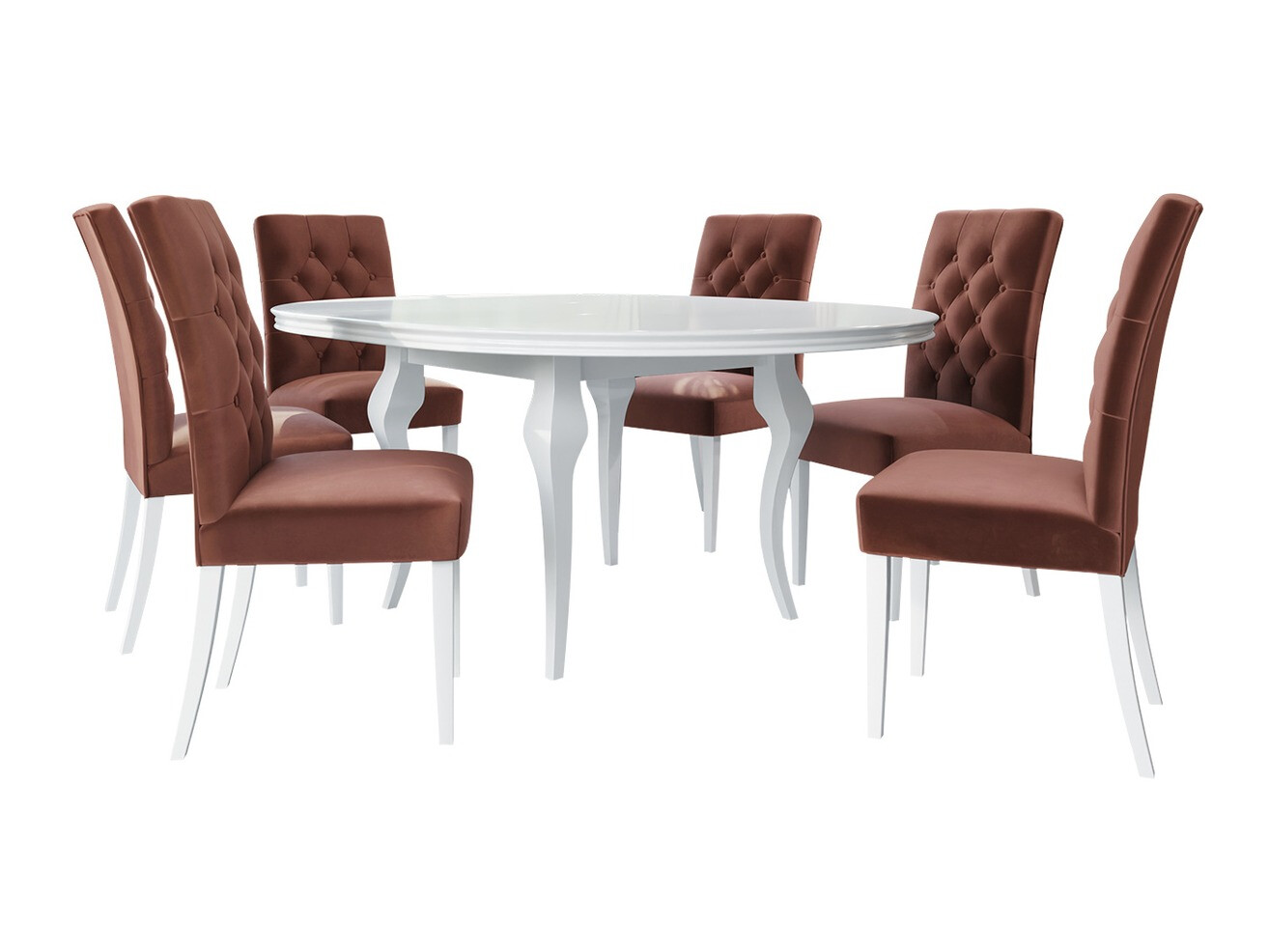 Conjunto para refeições Racine 138 (Branco brilhante + Magic Velvet 2258)