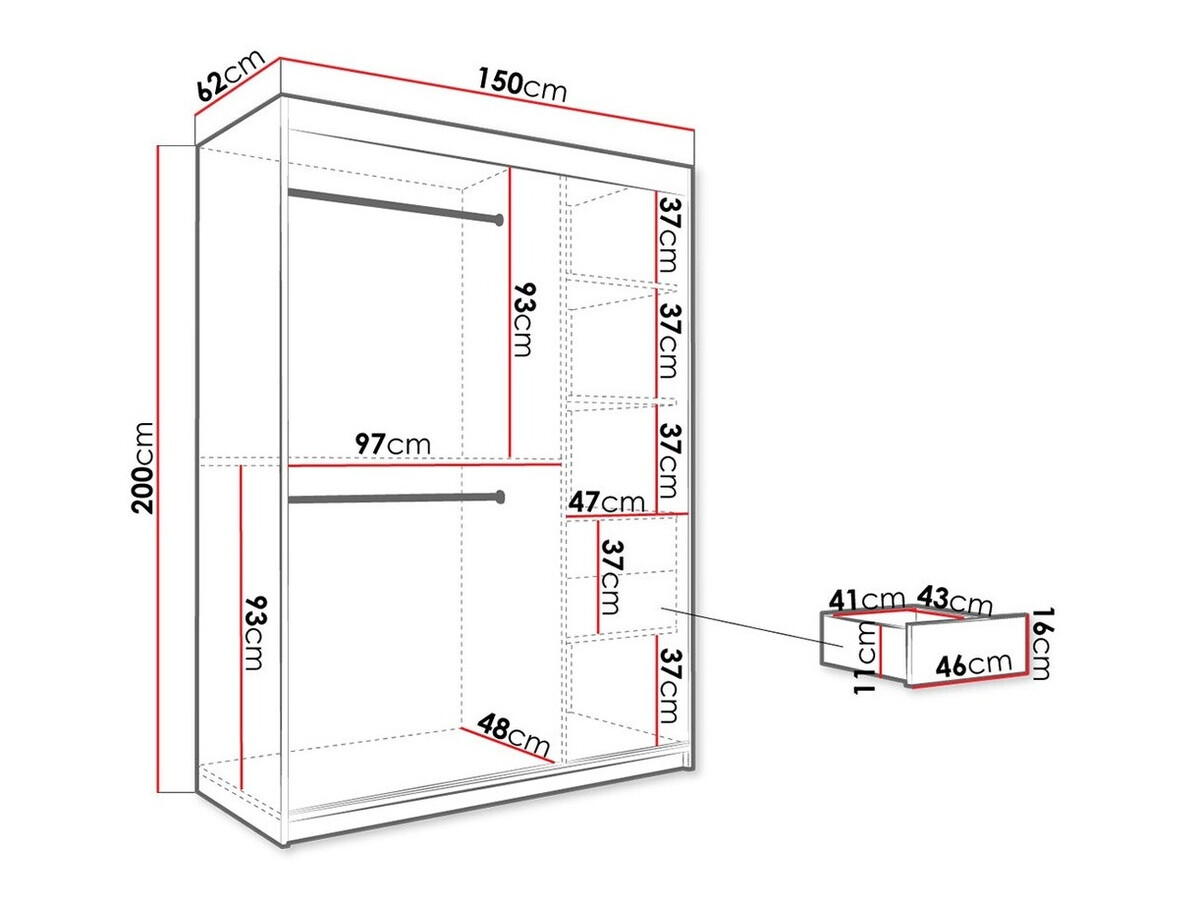 Roupeiro Hartford 242 (Preto matte + Marmore branco)