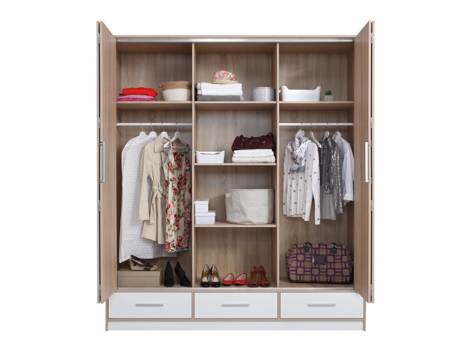 Roupeiro Omaha 125 (Carvalho sonoma + Branco)