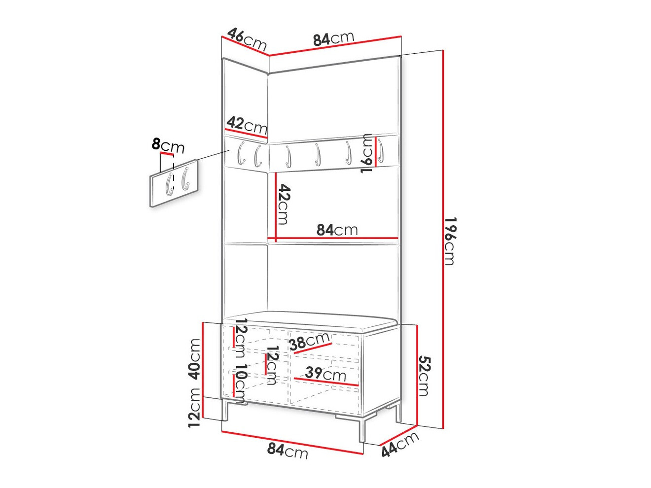 Conjunto para corredor Nomal IV (Branco)