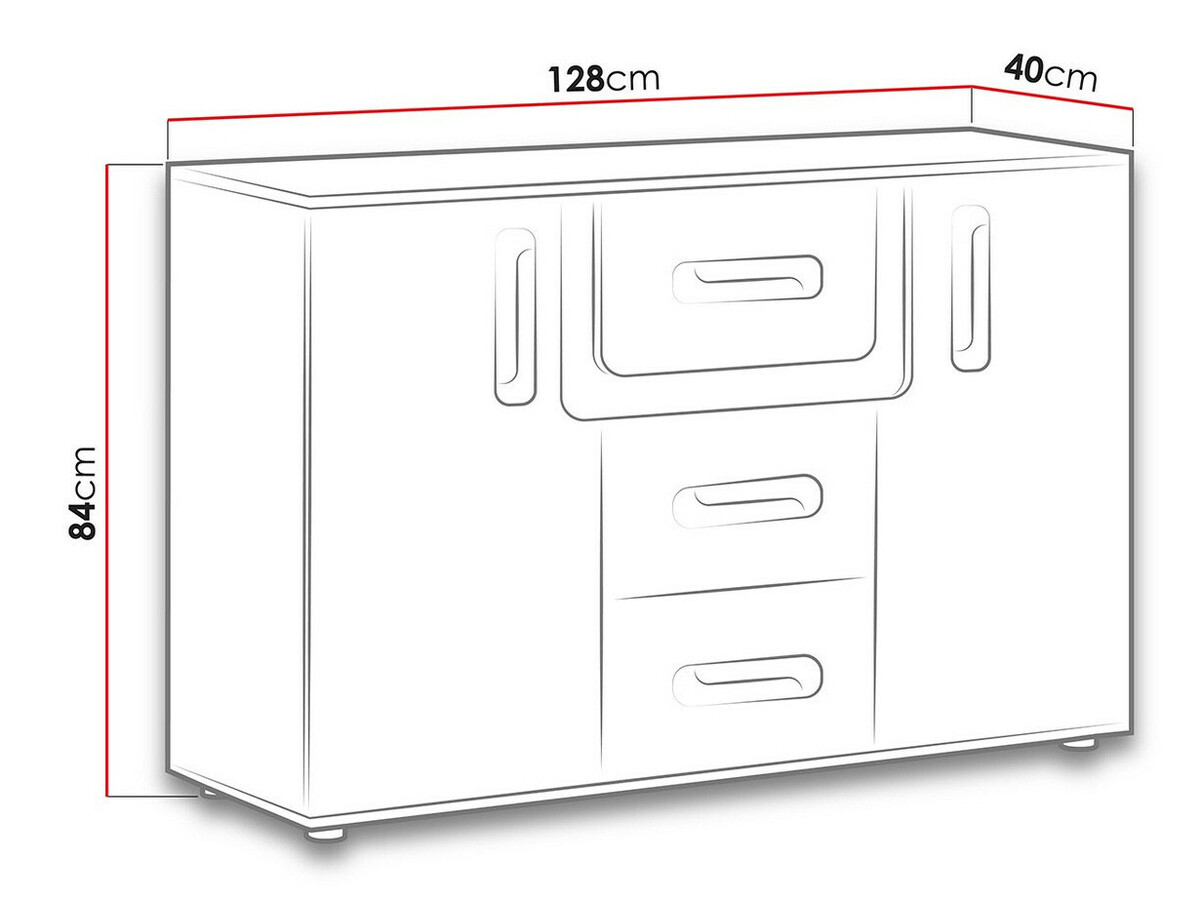 Cómoda Levtala 107 (Antracite + Branco + Rosa)