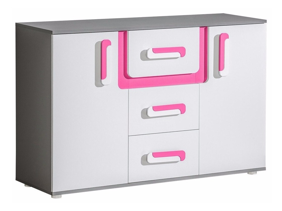 Cómoda Levtala 107 (Antracite + Branco + Rosa)