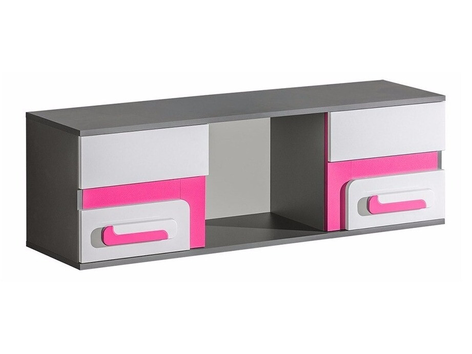 Estante de parede Levtala 110 (Antracite + Branco + Rosa)