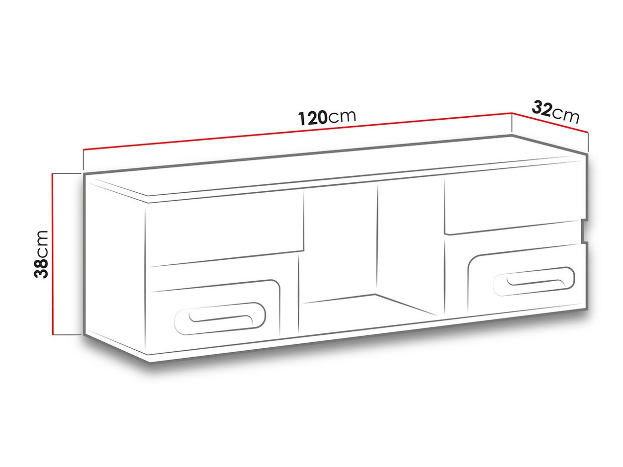 Estante de parede Levtala 110 (Antracite + Branco + Rosa)