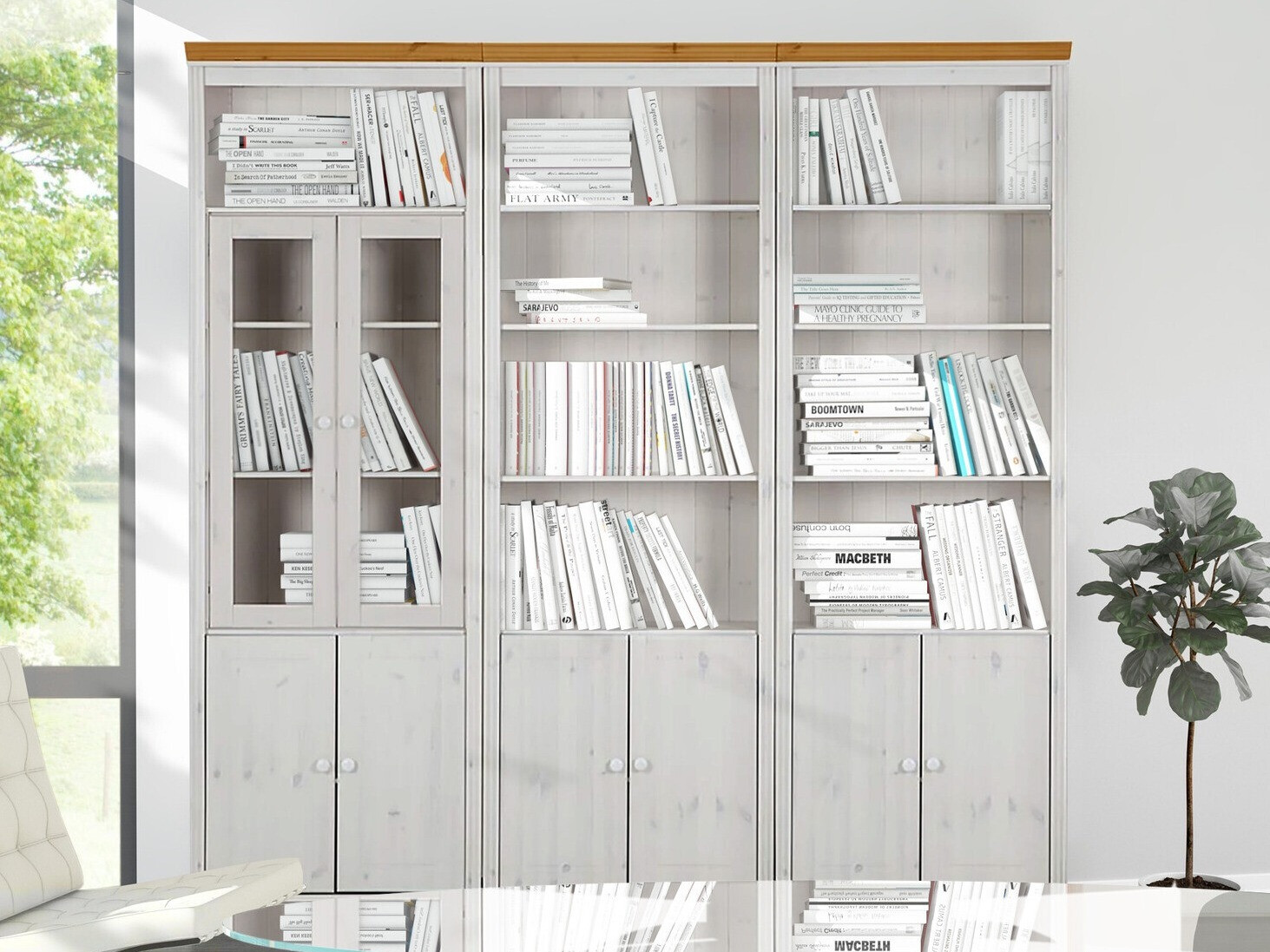 Conjunto de estante Saltoro 111 (Branco + Carvalho de mel)