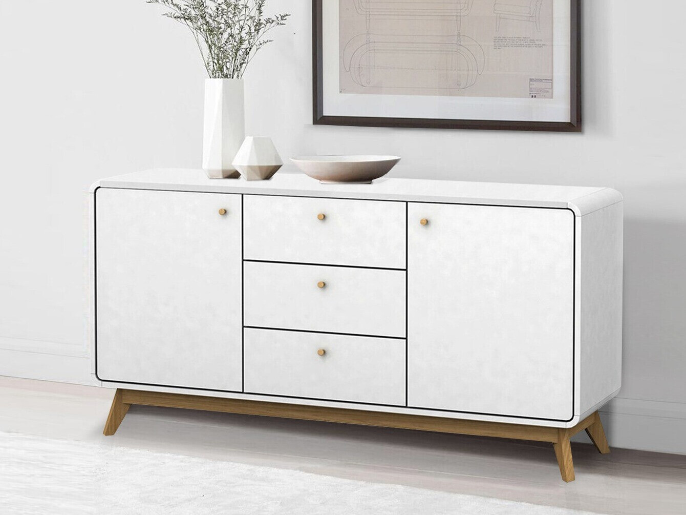 Cómoda Elbtena 110 (Branco + Carvalho)