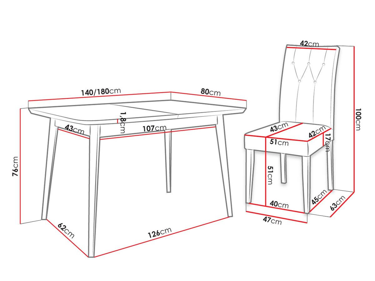 Conjunto para refeições Racine 144 (Branco + Magic Velvet 2216)