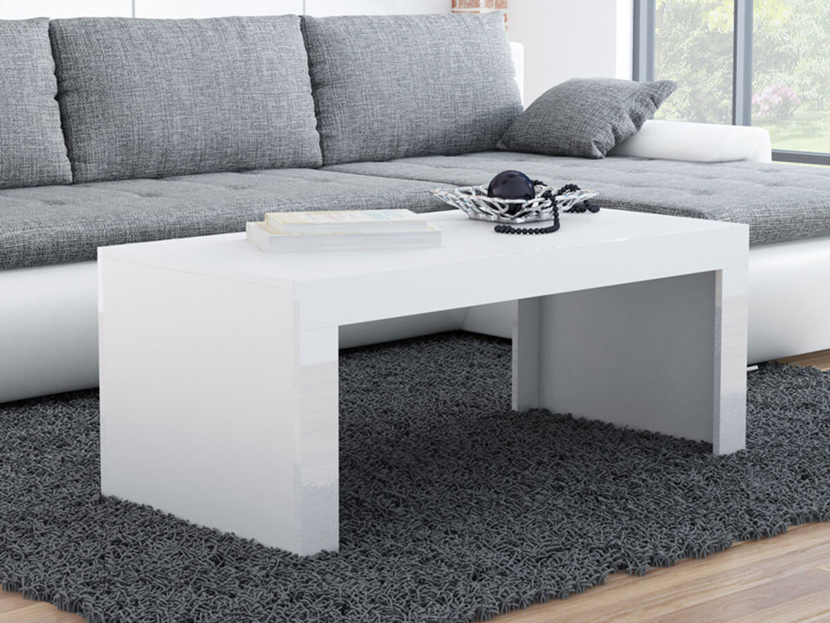 Mesa de centro Charlotte 107 (Branco + Branco brilhante)