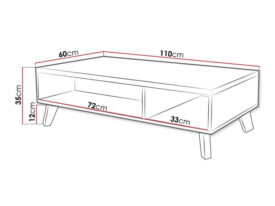 Mesa de centro Larfloi 101 (Branco + Carvalho sonoma)
