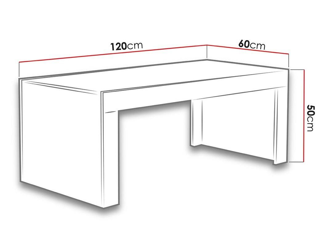 Mesa para revistas Charlotte 107 (Branco + Preto brilhante)