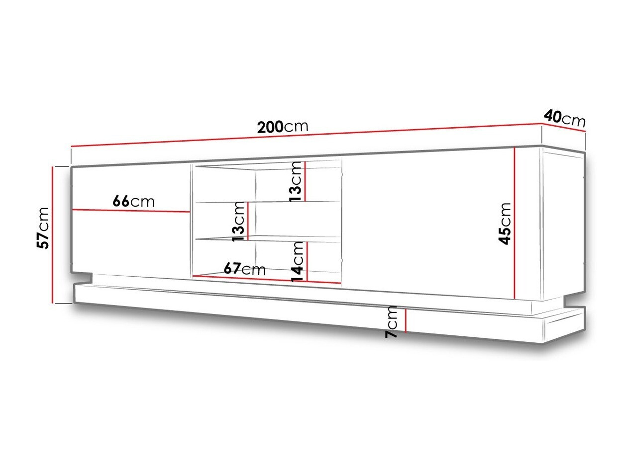 Móvel de TV Linar I (Branco + Branco brilhante)