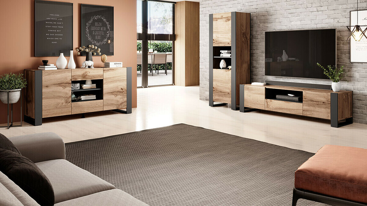 Móvel de TV Socius (Carvalho wotan + Antracite)