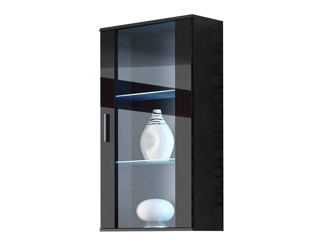 Armário suspenso Tornola 103 (Preto + Preto brilhante)