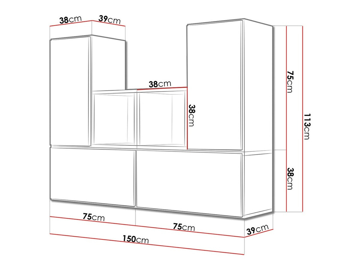 Conjunto de armários Corbele 123 (Preto)