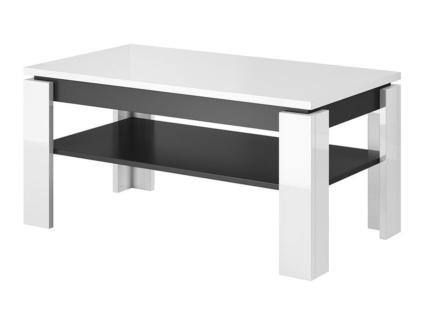 Mesa para revistas Charlotte 125 (Branco brilhante + Grafite)