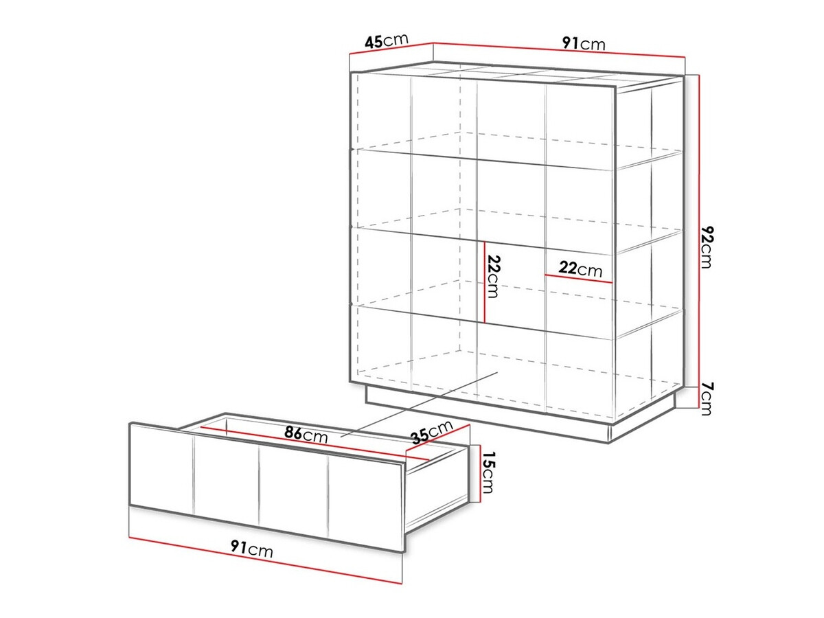 Cómoda Charlotte 133 (Preto brilhante)