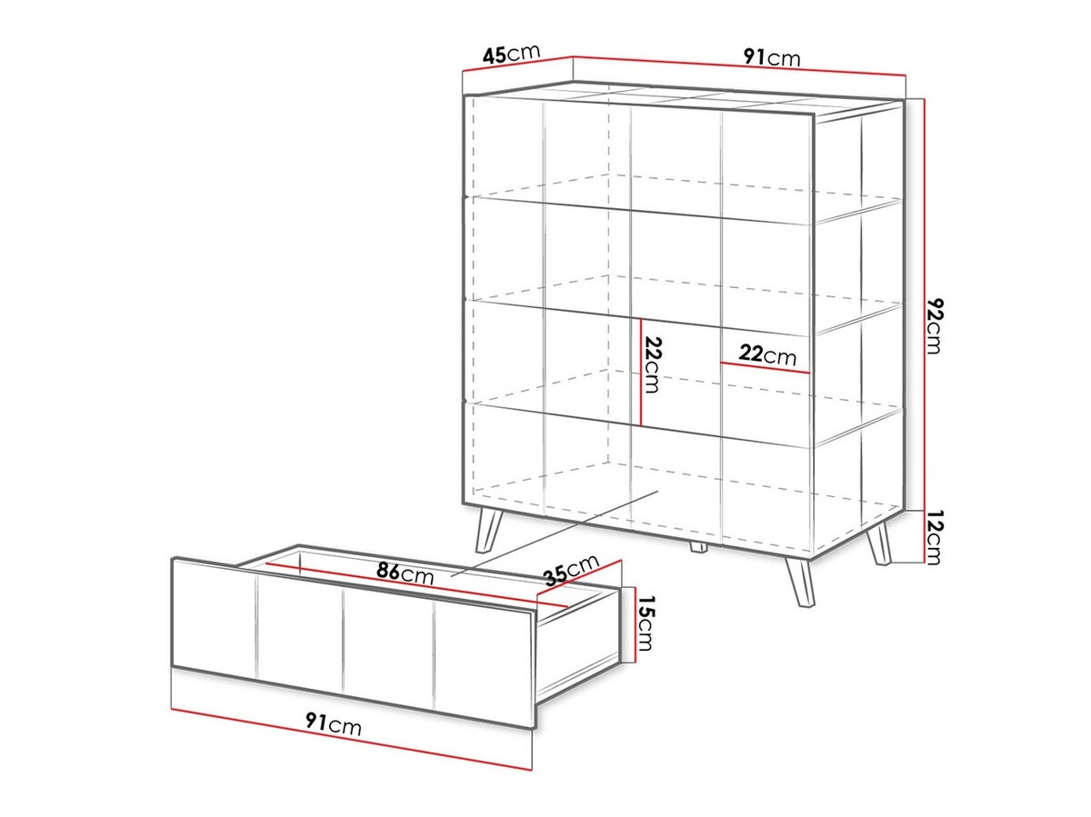 Cómoda Charlotte 133 (Preto brilhante)