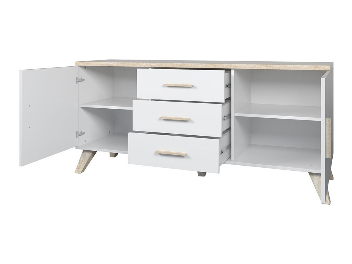 Móvel de TV Larfloi 107 (Branco + Carvalho sonoma)