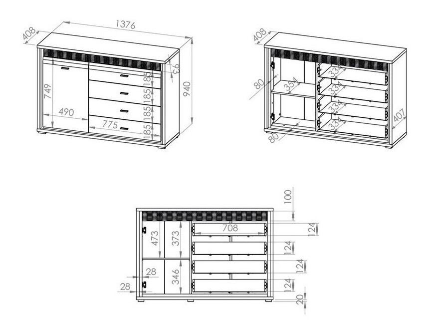 Cómoda Madison H102 (Branco brilhante)