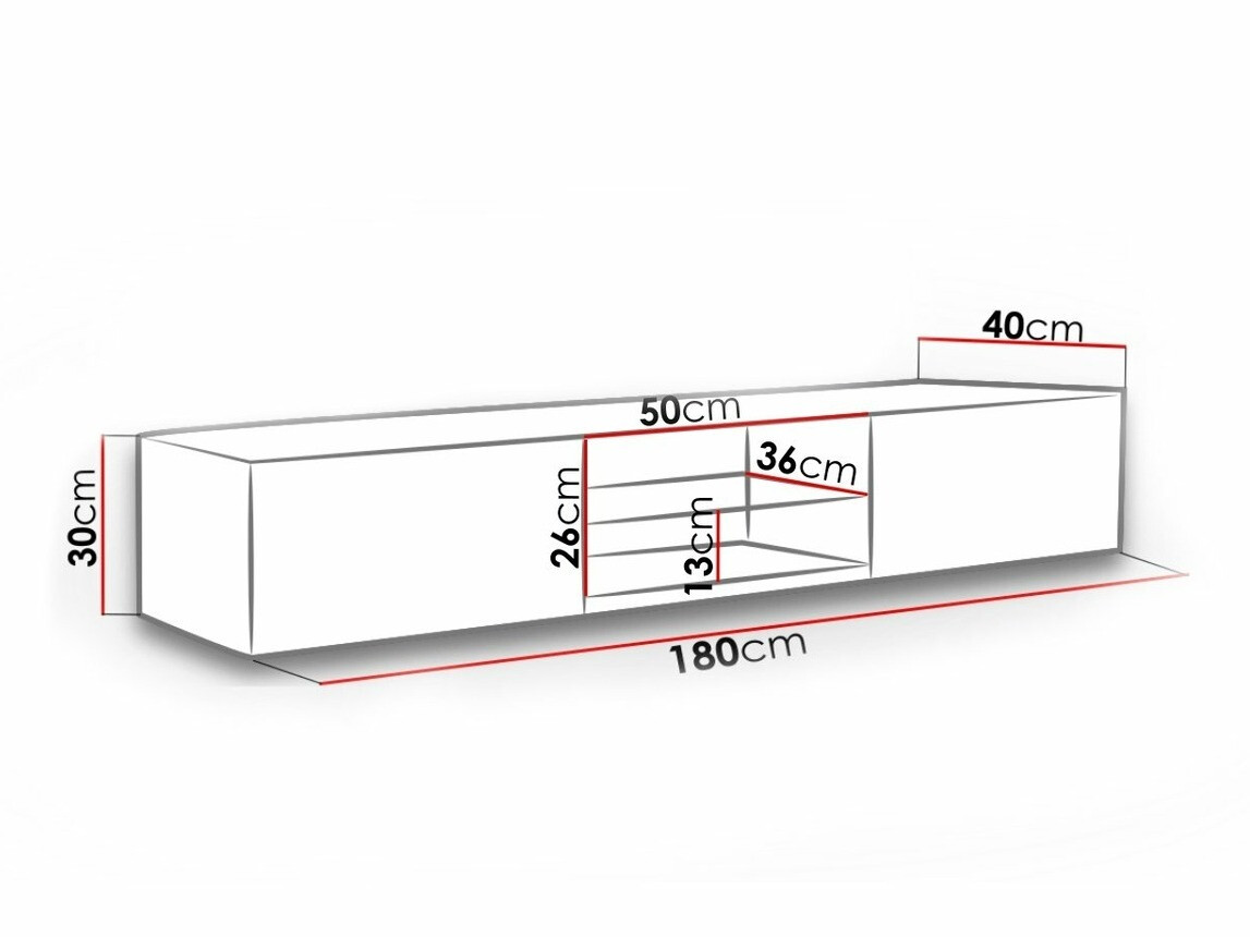 Móvel de TV Venenou 124 (Branco + Branco brilhante)