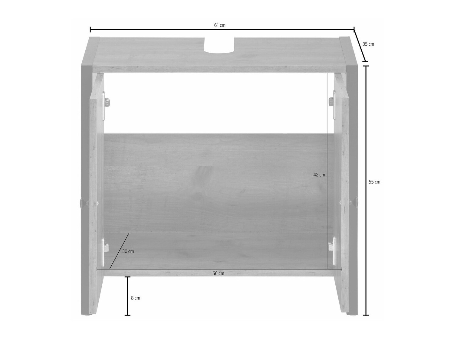 Armário com lavatório de apoio próprio para casa de banho Larnovo 113 (Carvalho escuro + Preto)