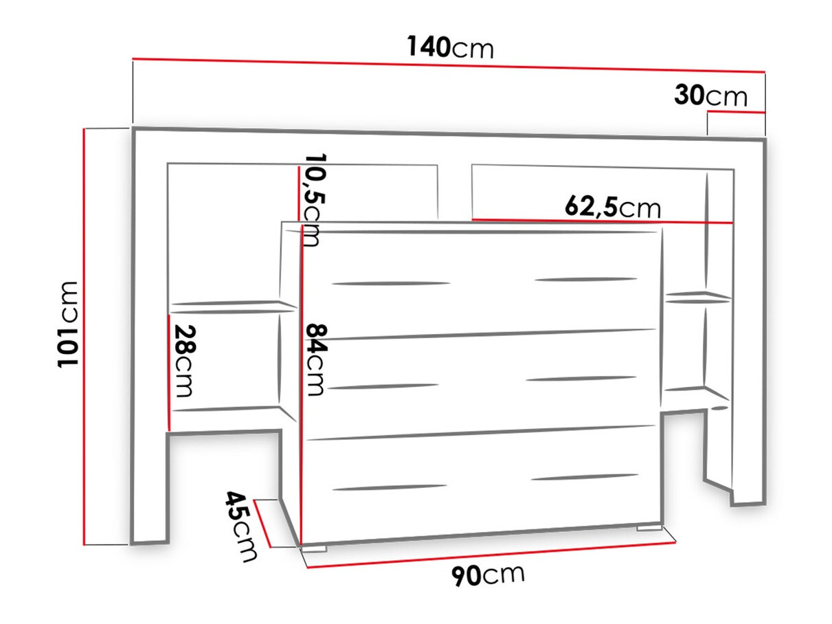 Cómoda Aestas I (Branco + Preto brilhante)