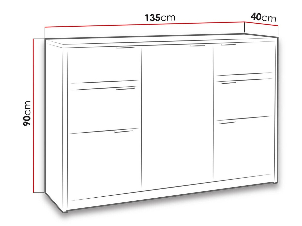 Cómoda Fivelbo 101 (Carvalho do Monastery + Preto brilhante)