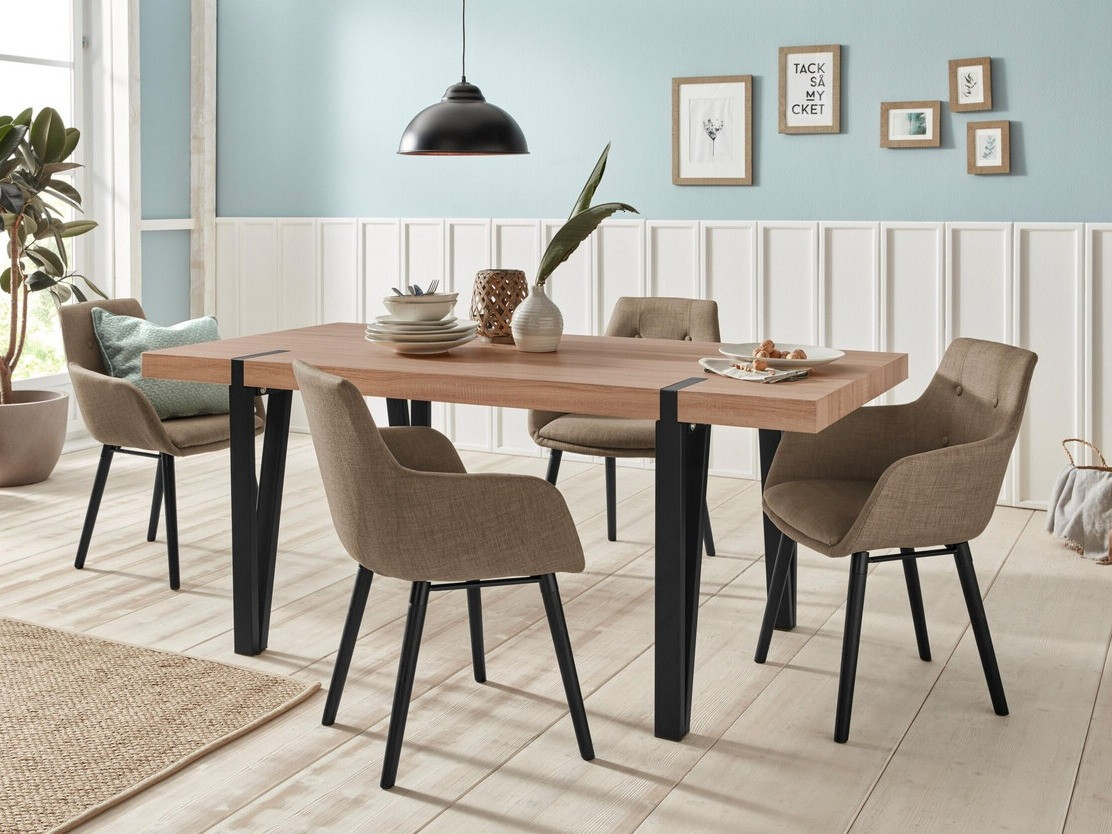 Conjunto de cadeiras Denton 141 (Castanho claro + Preto)