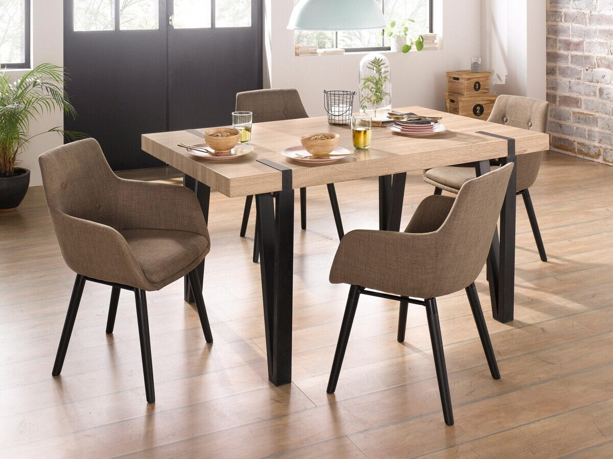 Conjunto de cadeiras Denton 141 (Castanho claro + Preto)