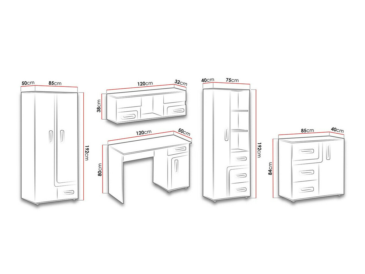 Conjuntos para quartos de criança Levtala 119 (Antracite + Branco + Rosé)